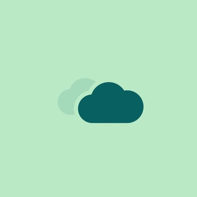 Green cloud icon with lighter cloud behind it, set against light green background, symbolizing sustainability efforts.